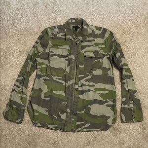 J Crew Camouflage Button-Up Shirt Jacket - Green Camo